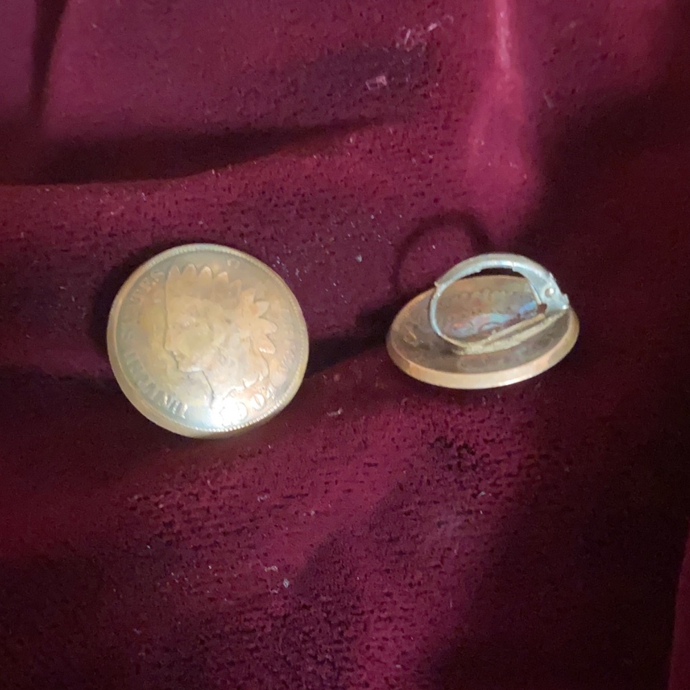 Vintage copper Indian head  penny - genuine Coin Earrings -